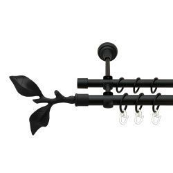 Листок троянди Дворядний Відкритий Гладка труба Кільце металеве Чорний оксамит 