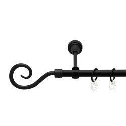 Гак Однорядний Відкритий Гладка труба Кільце металеве Чорний оксамит 