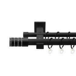 Барамелла Дворядний Техно Гладка труба Кільце металеве Чорний оксамит 