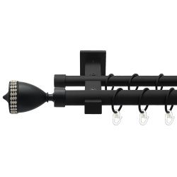 Етернія Дворядний Техно Гладка труба Кільце металеве Чорний оксамит 