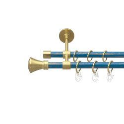 Люксор Дворядний Закритий Гладка труба Кільце металеве Золото матове - блакить 