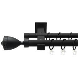 Афіна Дворядний Техно Гладка труба Кільце металеве Чорний оксамит 