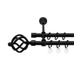 Ажур Дворядний Відкритий Гладка труба Кільце металеве Чорний оксамит 