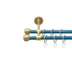 Куля болонь Дворядний Закритий Гладка труба Кільце металеве Золото матове - блакить 