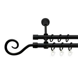 Гак Дворядний Відкритий Гладка труба Кільце металеве Чорний оксамит 