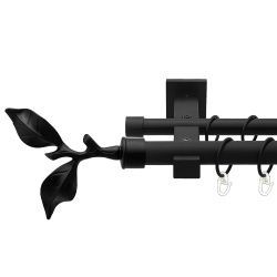 Листок троянди Дворядний Техно Гладка труба Кільце металеве Чорний оксамит 