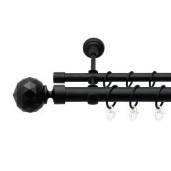 Люміера неро Дворядний Відкритий Гладка труба Кільце металеве Чорний оксамит 