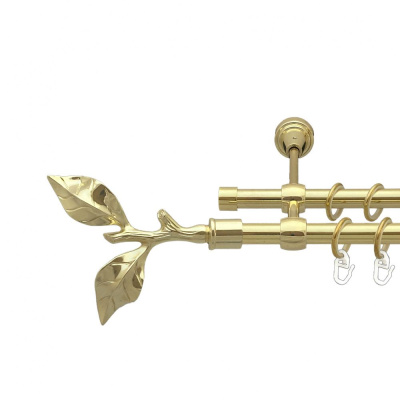 Листок троянди Дворядний Литий Гладка труба Кільце металеве Золото 