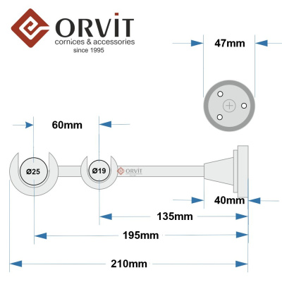 Тримач Orvit ВІДКРИТИЙ дворядний до стіни 25\19 мм ОНІКС