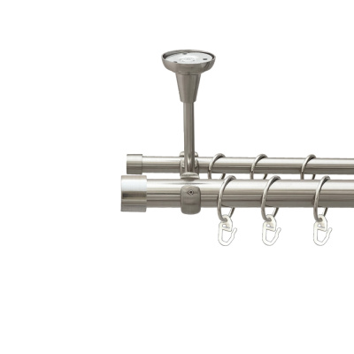 Карниз Orvit Заглушка металевий дворядний відкритий до стелі гладка труба кільце металеве Нержавіюча Сталь 25\16 мм 240 см (00-00027826) Заглушка Дворядний Відкритий до стелі Гладка труба Кільце металеве Нержавіюча сталь