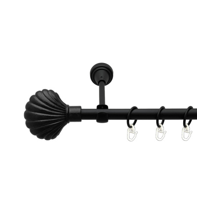 Мушля Однорядний Відкритий Гладка труба Кільце металеве Чорний оксамит 