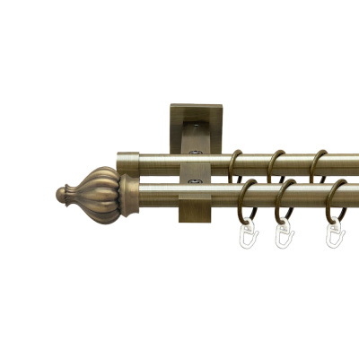 Карниз Orvit Таджа металевий дворядний техно гладка труба кільце металеве Антик 19\19 мм 160 см (00-00026942) Таджа Дворядний Техно Гладка труба Кільце металеве Антик