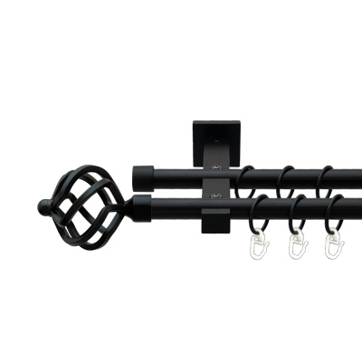 Ажур Дворядний Техно Гладка труба Кільце металеве Чорний оксамит 