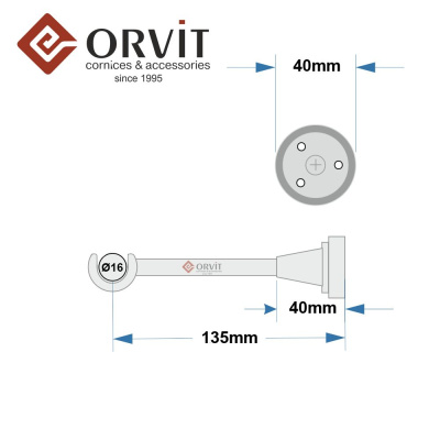 Тримач Orvit ВІДКРИТИЙ однорядний до стіни 16 мм ЗОЛОТО