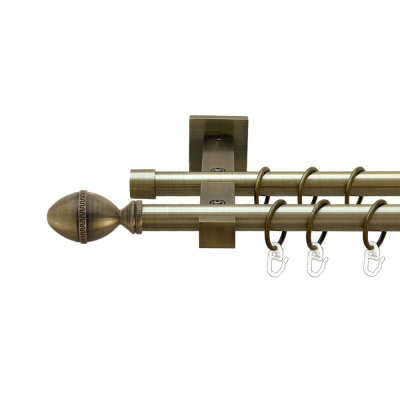 Карниз Orvit Фарже металевий дворядний техно гладка труба кільце металеве Антик 19\19 мм 240 см (00-00026952) Фарже Дворядний Техно Гладка труба Кільце металеве Антик