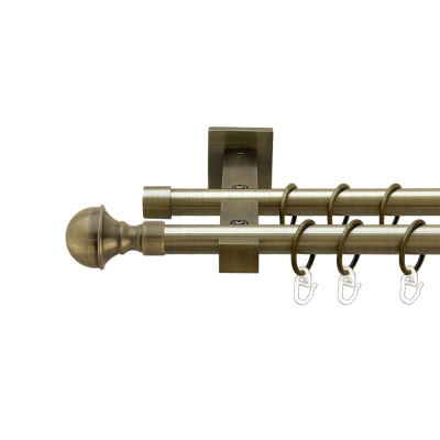 Карниз Orvit Бостон металевий дворядний техно гладка труба кільце металеве Антик 19\19 мм 240 см (00-00026892) Бостон Дворядний Техно Гладка труба Кільце металеве Антик