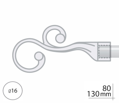 Закінчення для карнизу Orvit ФЛОРЕС 16 мм ЗОЛОТО МАТОВЕ 