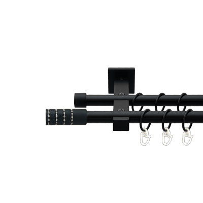 Барамелла Дворядний Техно Гладка труба Кільце металеве Чорний оксамит 