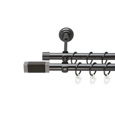 Квадро v2 Дворядний Відкритий Гладка труба Кільце металеве Онікс 