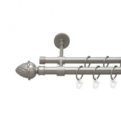 Карниз Orvit Цинара металевий дворядний закритий гладка труба кільце металеве Сатин 19\16 мм 300 см (6307602) Цинара Дворядний Закритий Гладка труба Кільце металеве Сатин