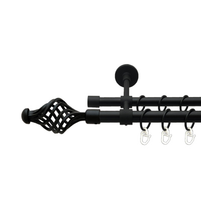 Карниз Orvit Арезо металевий дворядний закритий гладка труба кільце металеве Чорний Оксамит 19\16 мм 240 см (00-00027015) Арезо Дворядний Закритий Гладка труба Кільце металеве Чорний оксамит