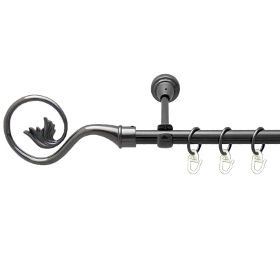 Карниз Orvit Ніка металевий однорядний відкритий гладка труба кільце металеве Онікс 16 мм 160 см (00-00027900) Ніка Однорядний Відкритий Гладка труба Кільце металеве Онікс