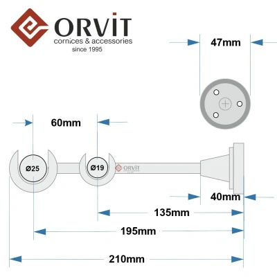 Тримач Orvit ВІДКРИТИЙ дворядний до стіни 25\19 мм ОНІКС