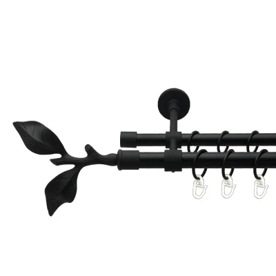 Листок троянди Дворядний Закритий Гладка труба Кільце металеве Чорний оксамит 