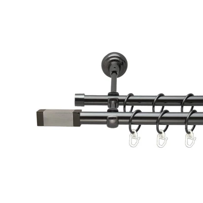 Квадро Дворядний Відкритий Гладка труба Кільце металеве Онікс 