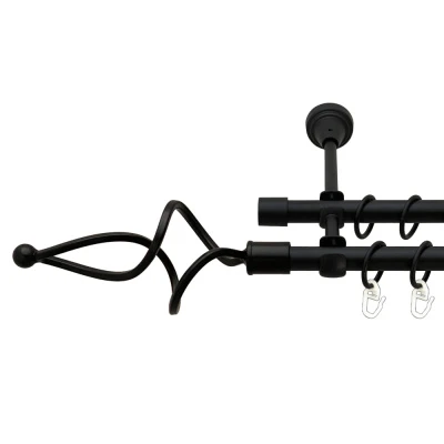 Ажур хвилястий Дворядний Відкритий Гладка труба Кільце металеве Чорний оксамит 