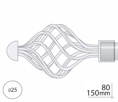 Закінчення для карнизу Orvit АРЕЗО 25 мм НЕРЖАВІЮЧА СТАЛЬ 