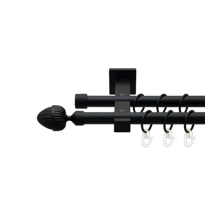 Одеон Дворядний Техно Гладка труба Кільце металеве Чорний оксамит 