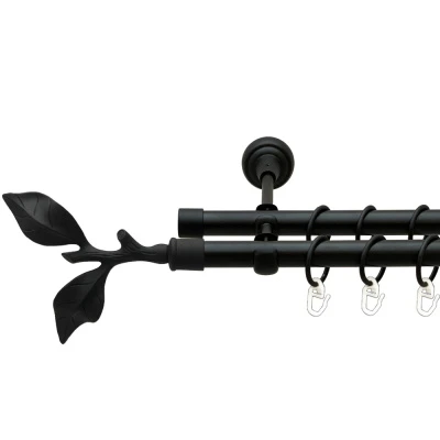 Листок троянди Дворядний Відкритий Гладка труба Кільце металеве Чорний оксамит 