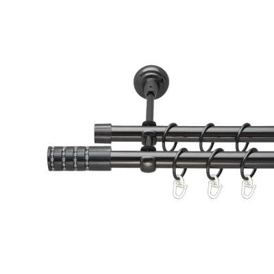 Барамелла Дворядний Відкритий Гладка труба Кільце металеве Онікс 