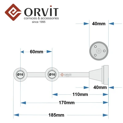 Тримач Orvit ЛИТИЙ дворядний до стіни 16\16 мм ЗОЛОТО