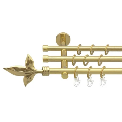 Листок лілії Трирядний Циліндр (20 см) Гладка труба Кільце металеве Золото 