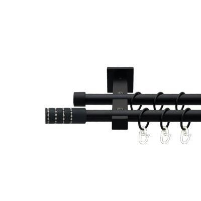 Барамелла Дворядний Техно Гладка труба Кільце металеве Чорний оксамит 