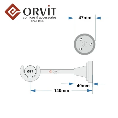 Тримач Orvit ВІДКРИТИЙ однорядний до стіни 25 мм ОНІКС