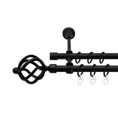 Ажур Дворядний Відкритий Гладка труба Кільце металеве Чорний оксамит 