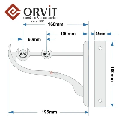 Тримач Orvit РЕТРО дворядний до стіни 25\19 мм НЕРЖАВІЮЧА СТАЛЬ