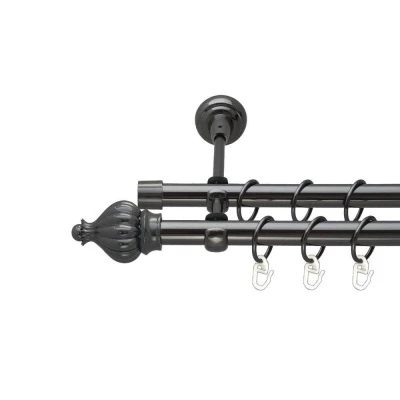 Таджа Дворядний Відкритий Гладка труба Кільце металеве Онікс 