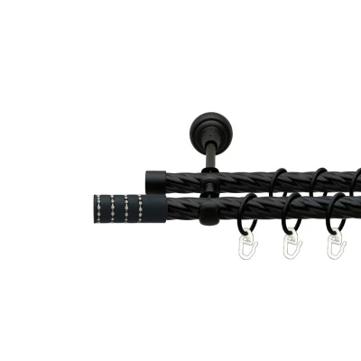 Барамелла Дворядний Відкритий Скручена труба Кільце металеве Чорний оксамит 