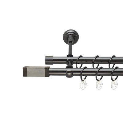 Квадро Дворядний Відкритий Гладка труба Кільце металеве Онікс 