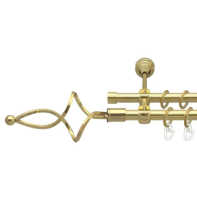 Ажур хвилястий Дворядний Відкритий Гладка труба Кільце металеве Золото 