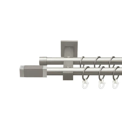 Квадро Дворядний Техно Гладка труба Кільце металеве Сатин 