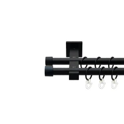 Заглушка Дворядний Техно Гладка труба Кільце металеве Чорний оксамит 