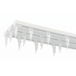 Профільний трирядний карниз Orvit євро алюмінієвий білий з бігунками