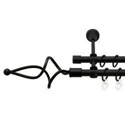 Ажур хвилястий Дворядний Відкритий Гладка труба Кільце металеве Чорний оксамит 