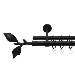 Листок троянди Дворядний Закритий Гладка труба Кільце металеве Чорний оксамит 