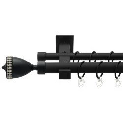 Етернія Дворядний Техно Гладка труба Кільце металеве Чорний оксамит 